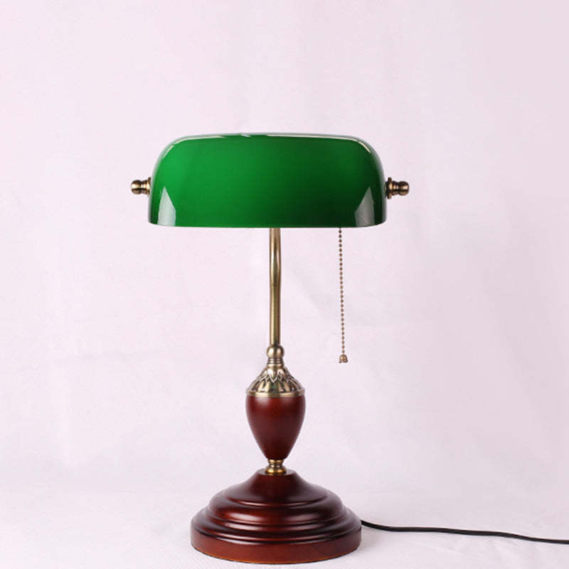 Vintage Solid Wood Glass Bank Zipper Lamp — B -Solid Wood + Yellow Marble Shade / 110V-120V For US/CA