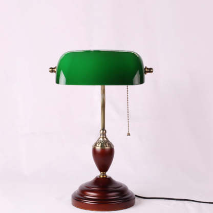 Vintage Solid Wood Glass Bank Zipper Lamp — B -Solid Wood + Yellow Marble Shade / 110V-120V For US/CA