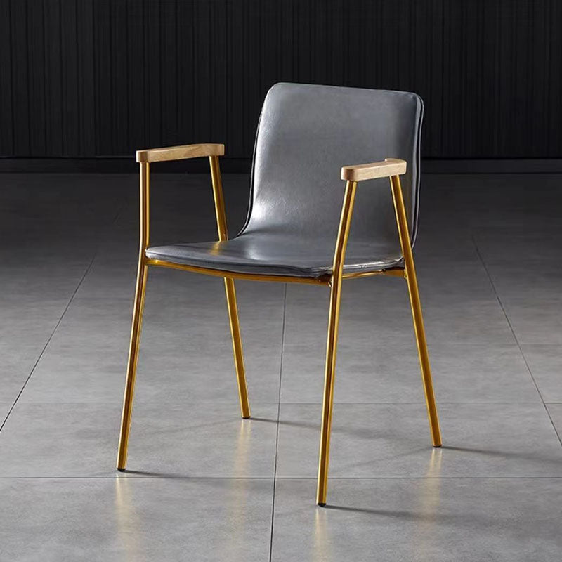 Industrial Upholstered Leather Wood Dining Chair