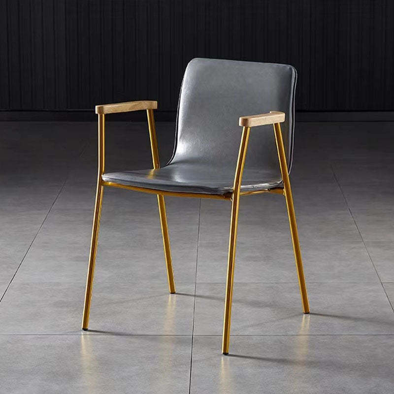 Industrial Upholstered Leather Wood Dining Chair