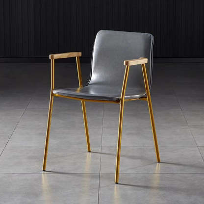 Industrial Upholstered Leather Wood Dining Chair