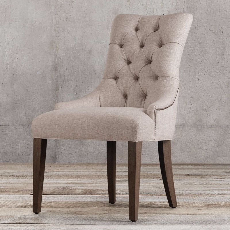 Scandinavian Thick Linen Wood Dining Chair