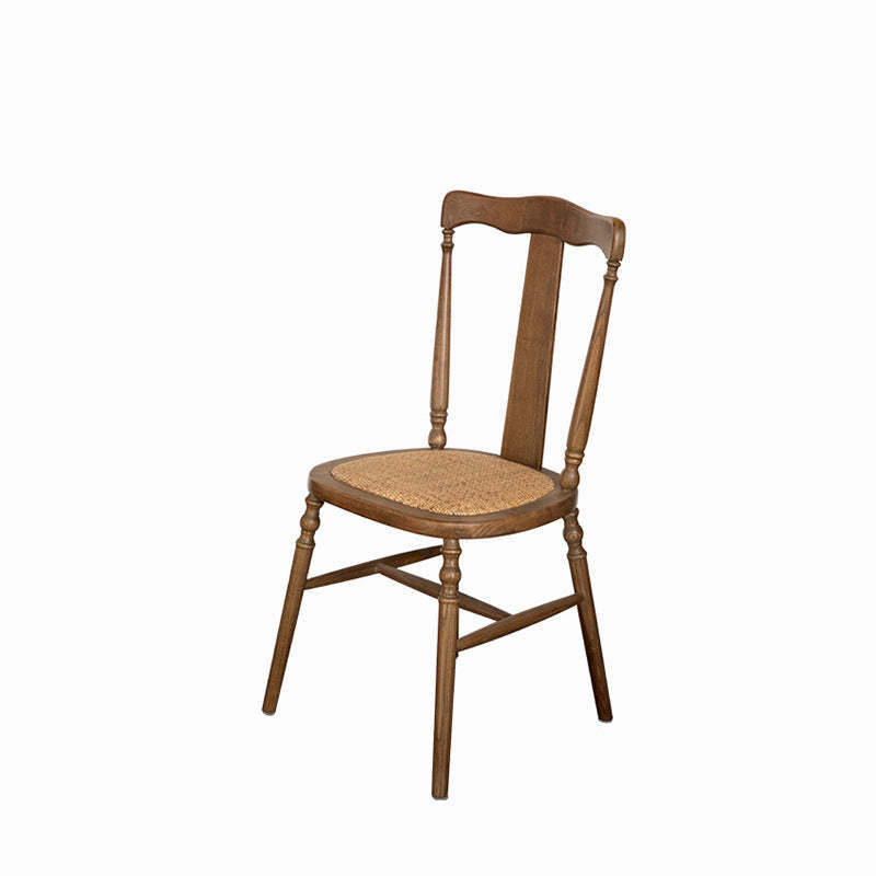 Vintage Scallop Wood Slat-Back Dining Chair
