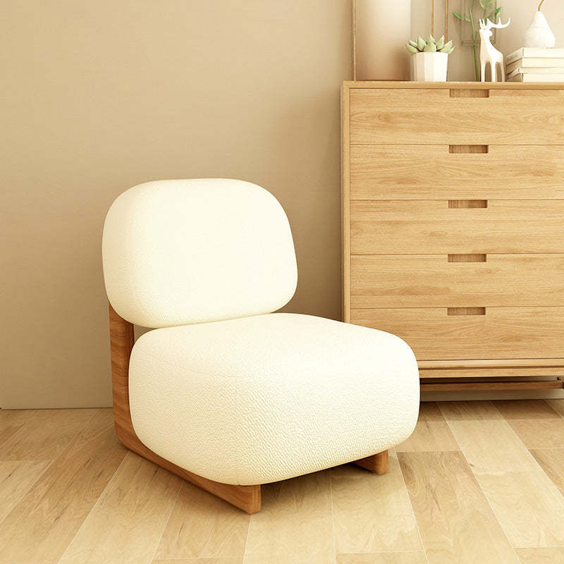 Nordic Lambswool Wooden Accent Chair — White