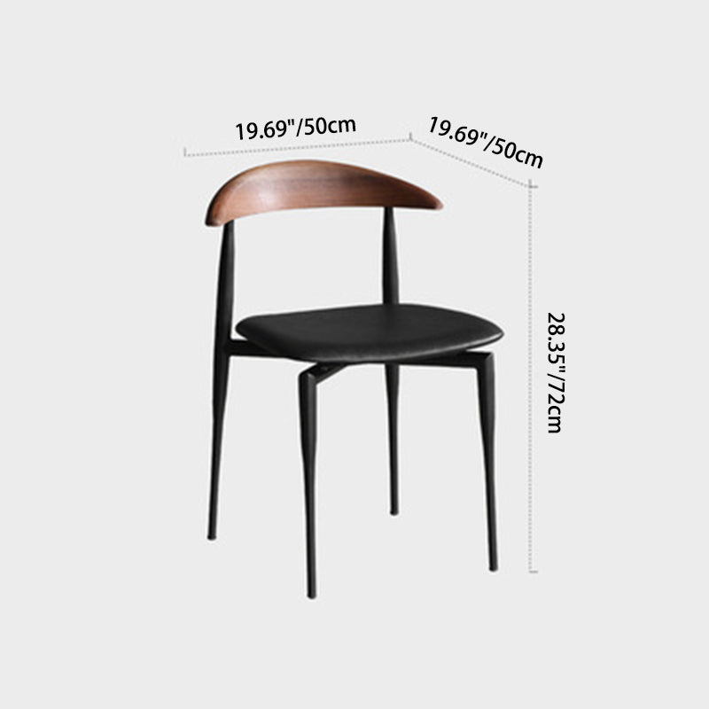 Nordic Cowl Curved Leather Wood Dining Chair
