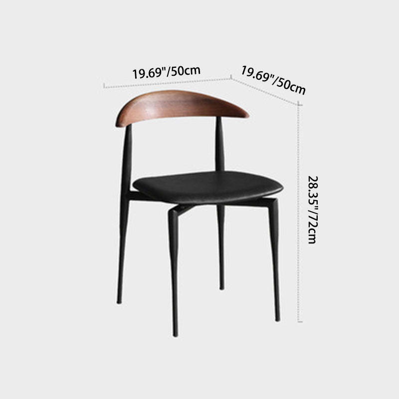 Nordic Cowl Curved Leather Wood Dining Chair