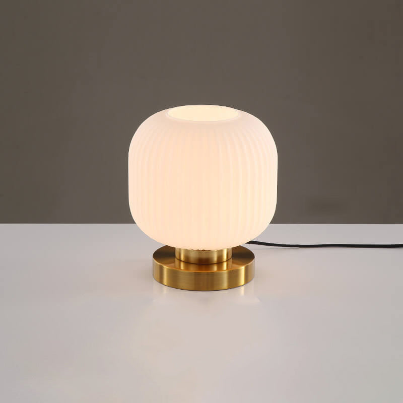 Nordic Striped Glass Oval Table Lamp