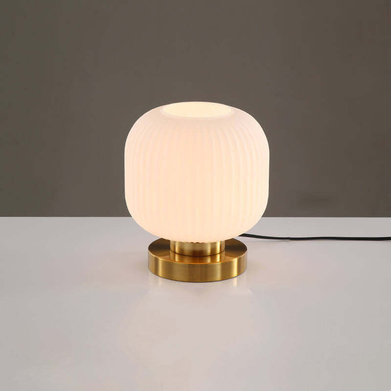 Nordic Striped Glass Oval Table Lamp