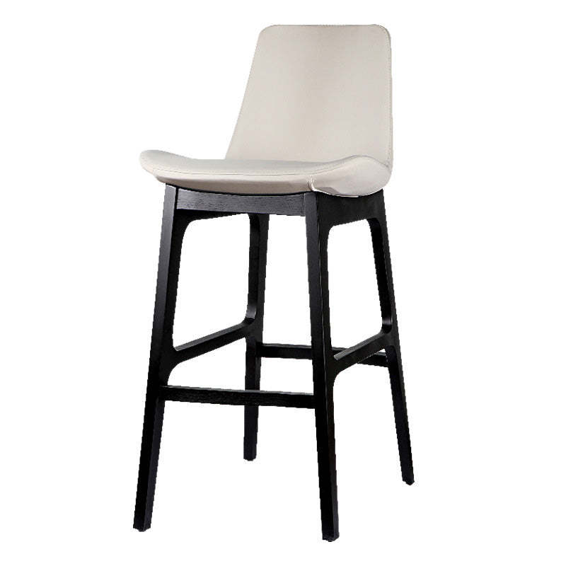 Nordic Microfiber Leather Wood Bar Stool