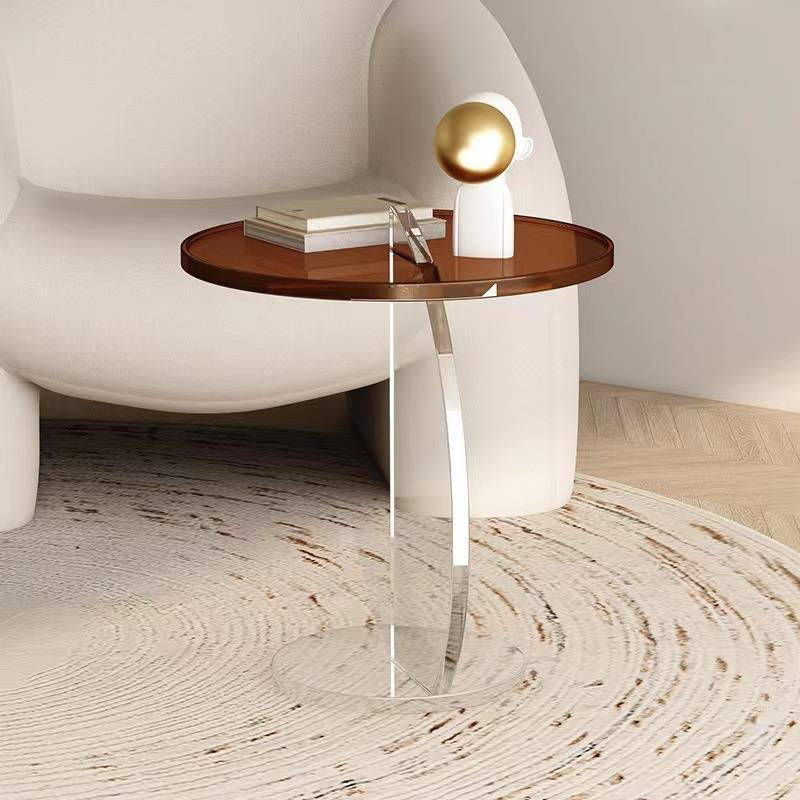 Minimalist Semicircular Plastic Coffee Table — Gray