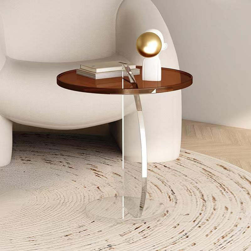 Minimalist Semicircular Plastic Coffee Table — Gray