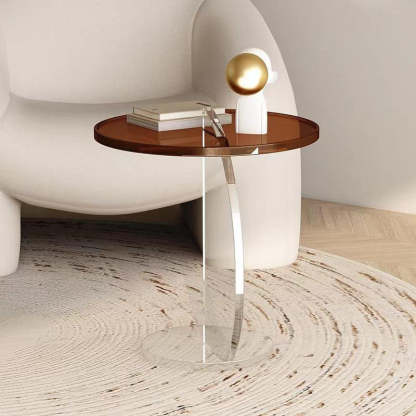 Minimalist Semicircular Plastic Coffee Table — Gray