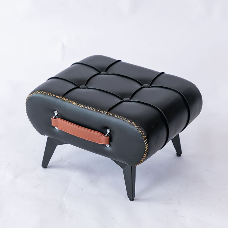 Luxury Rectangular Leather Alloy Stool