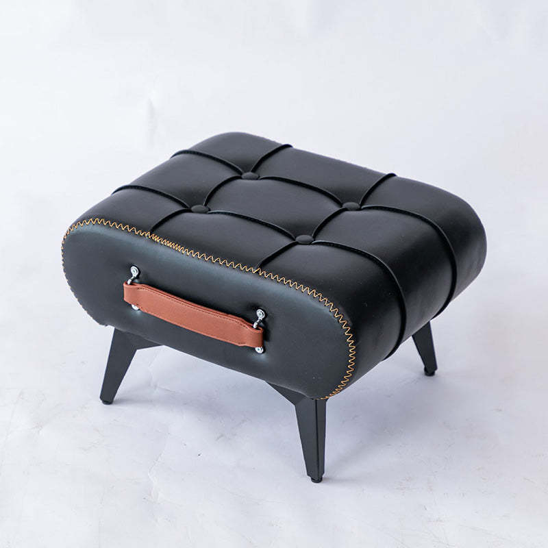 Luxury Rectangular Leather Alloy Stool