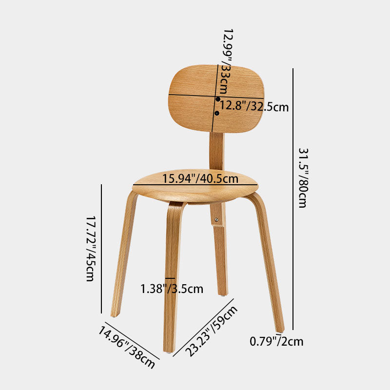 Minimalist Round Cushion Wood Dining Chair — Original Wood Color & Cushion