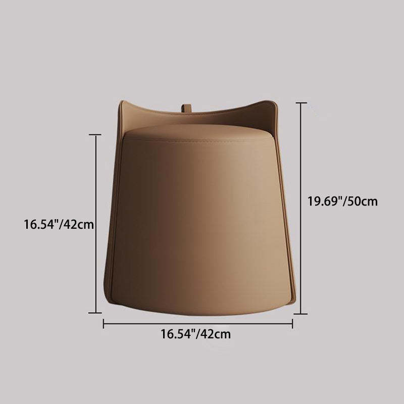 Modern Microfiber Leather Swivel Cylinder Vanity Stool — Brown
