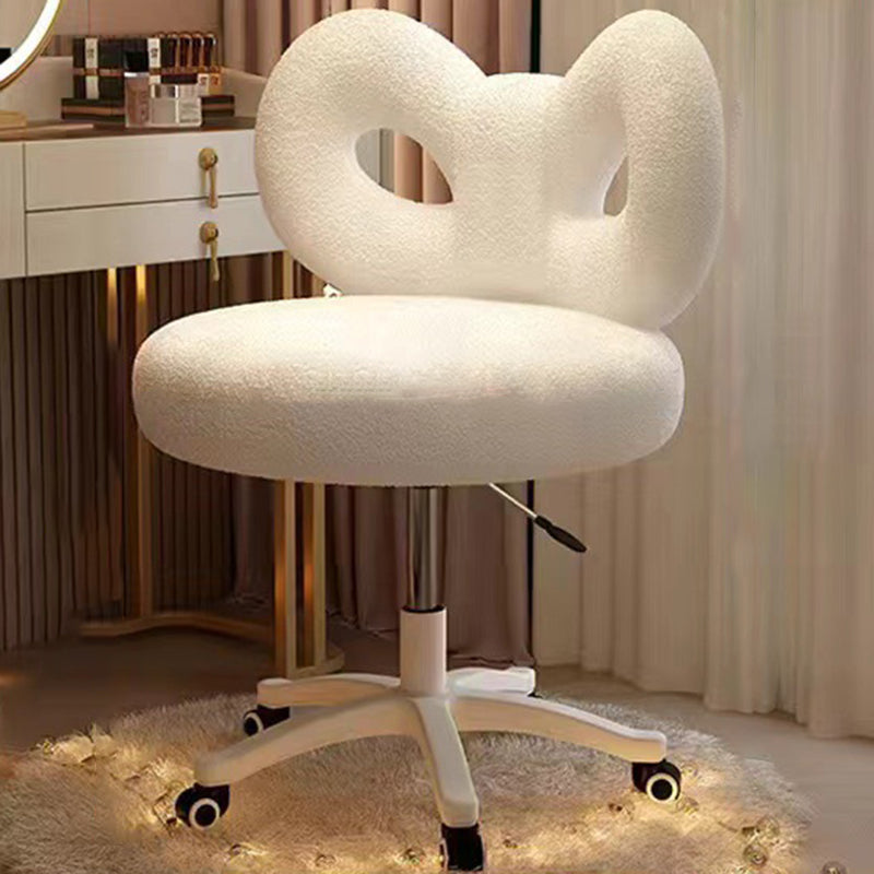 Modern Art Deco Lambswool Leather Round Vanity Stool