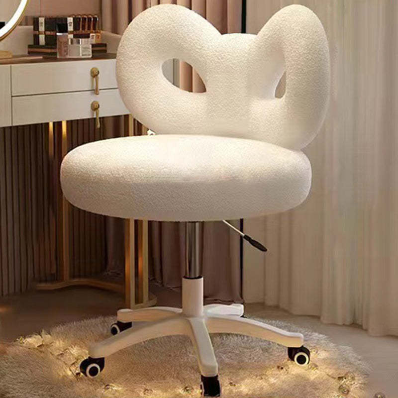 Modern Art Deco Lambswool Leather Round Vanity Stool