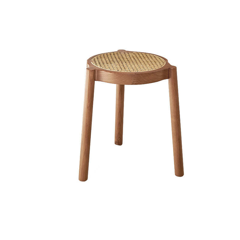 Japanese Rattan Wood Stackable Low Stool