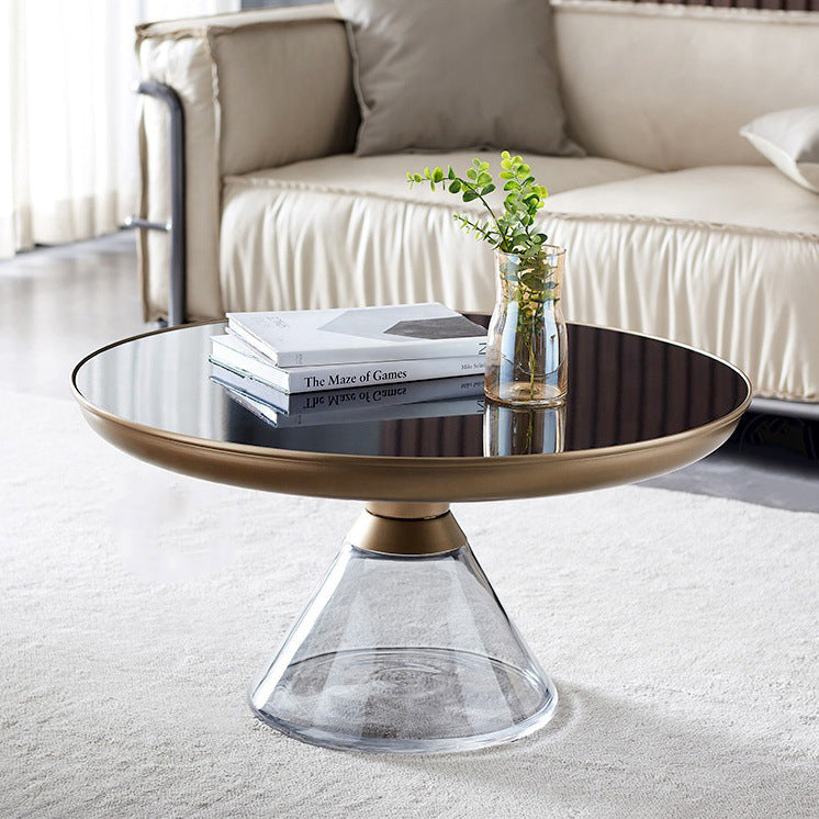 Contemporary Round Glass Steel Coffee Table