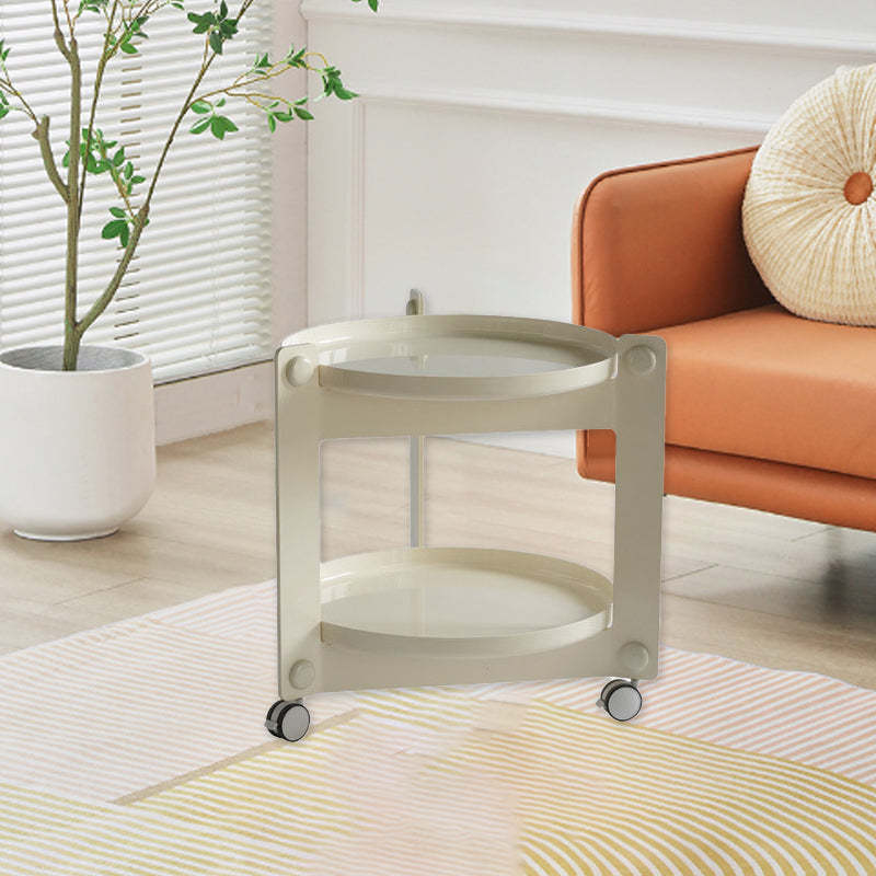 Contemporary Round PET Acrylic 2-Tier End Table — White