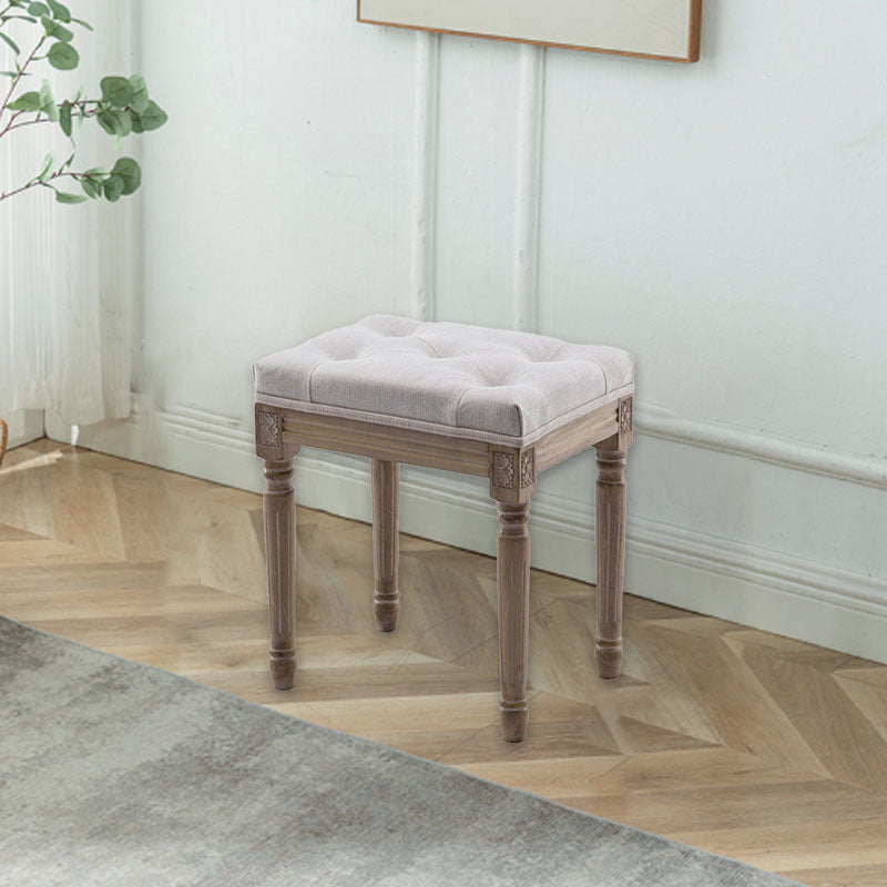 Vintage Rectangular Wood Fabric Stool