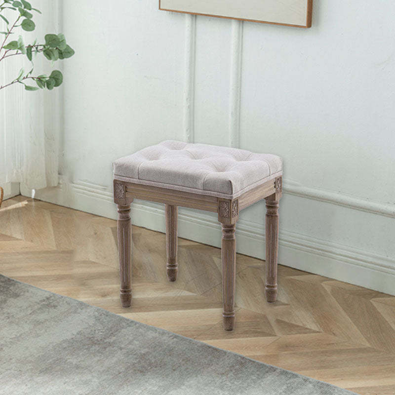 Vintage Rectangular Wood Fabric Stool