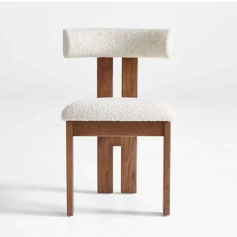 Retro Half Round Fabric Wood Dining Chair