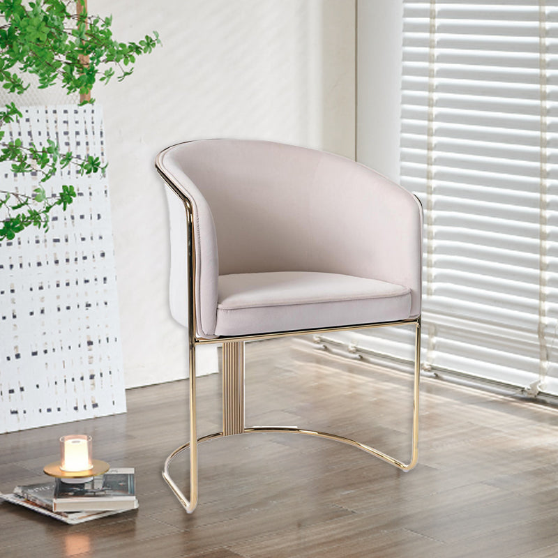 Modern Half-Round Curved Leather Metal Dining Chair