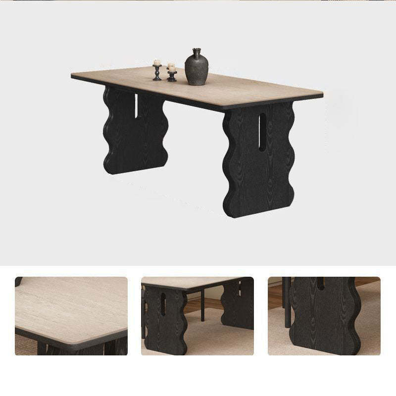 Retro Wave Wood Slate Dining Table