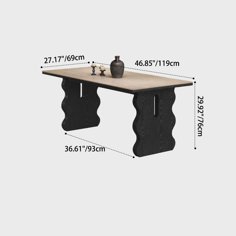 Retro Wave Wood Slate Dining Table — Brown