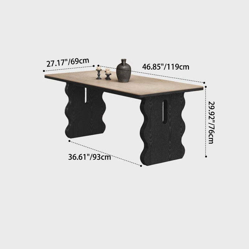 Retro Wave Wood Slate Dining Table — Brown