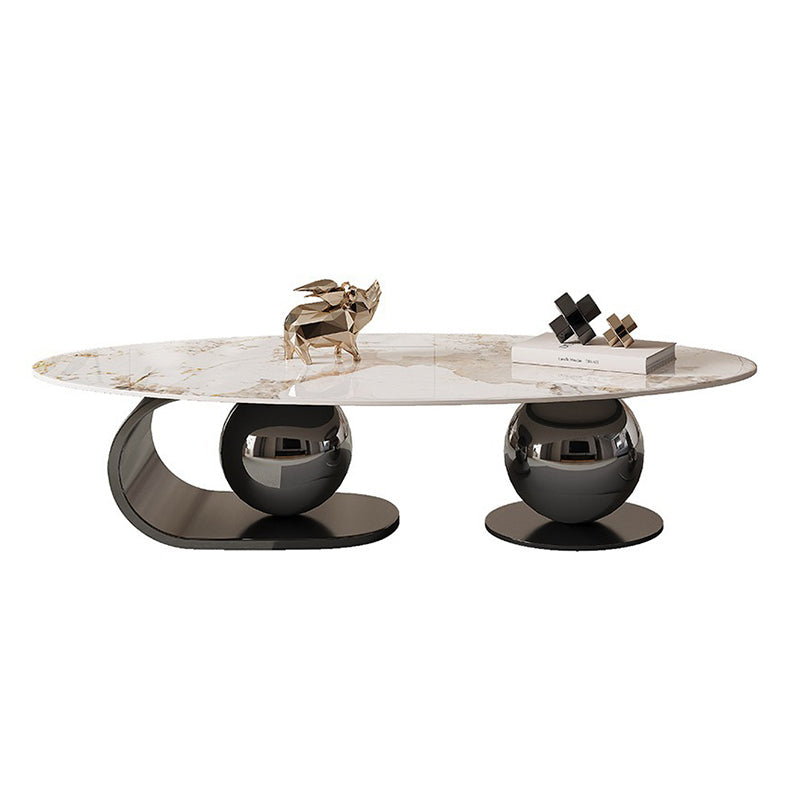 Nordic Elliptical Rock Plate Steel Coffee Table