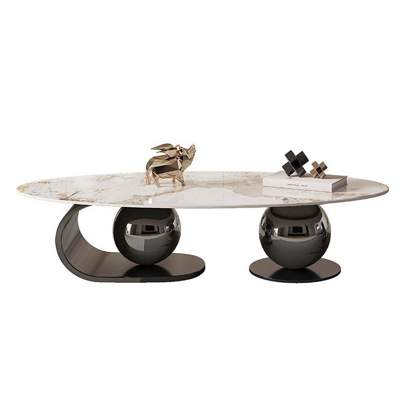 Nordic Elliptical Rock Plate Steel Coffee Table