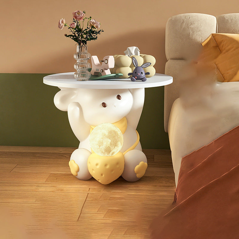 Modern Art Deco Kids Rabbit Resin Wood End Table 1-Drawer