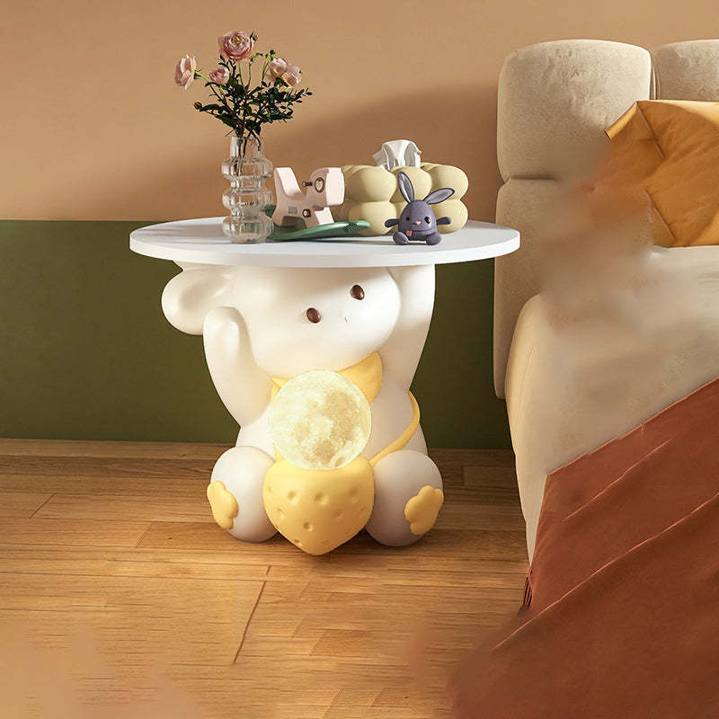 Modern Art Deco Kids Rabbit Resin Wood End Table 1-Drawer