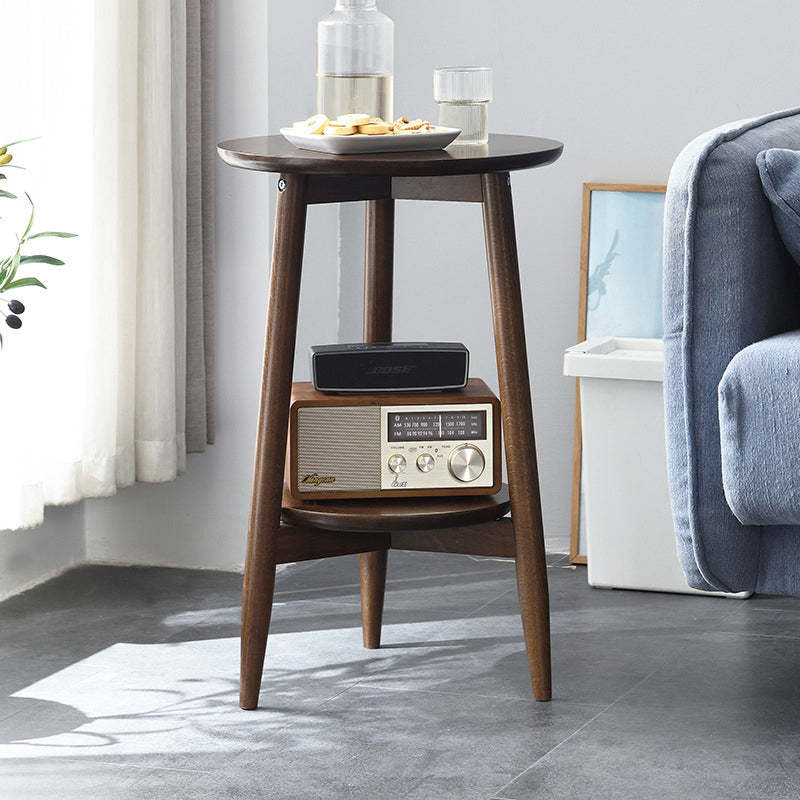 Nordic 1-shelf round end & side tables in wood — 24" H x 15.75" Dia x 15.75" L / Walnut