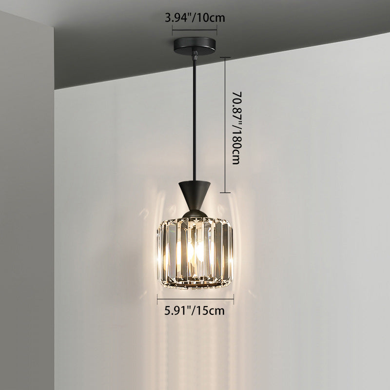 Contemporary Radiant Prismatic Crystal Pendant Light — Round / Black / 220V-240V For UK/AU