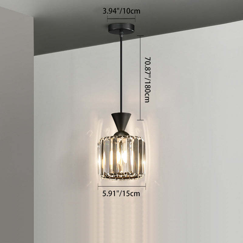 Contemporary Radiant Prismatic Crystal Pendant Light — Round / Black / 220V-240V For UK/AU