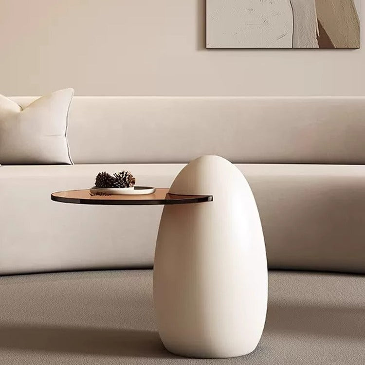 Minimalist Cat Paw Halogen Egg Metal Glass Coffee Table
