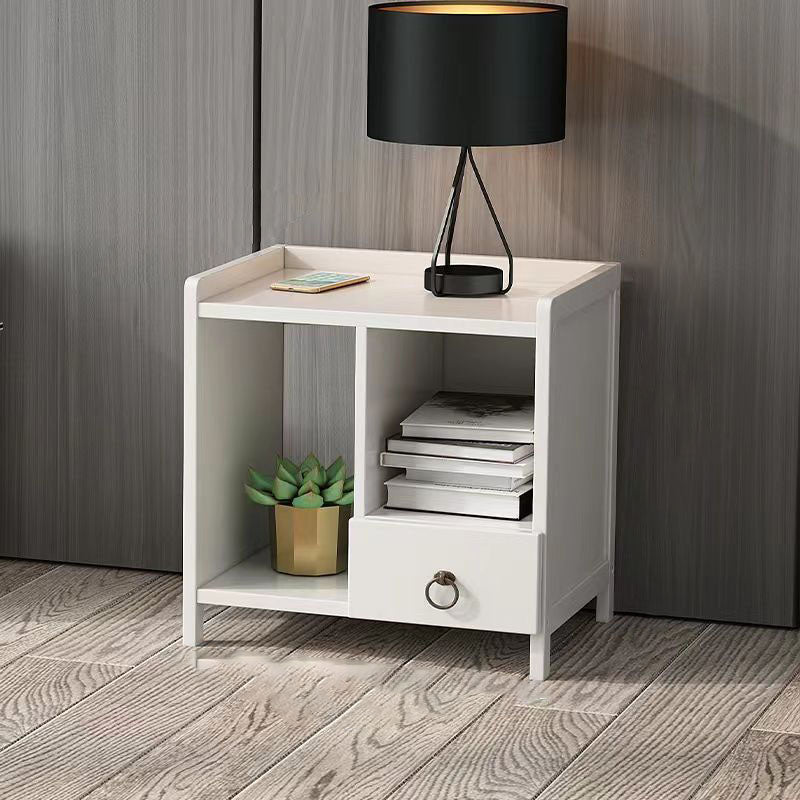 Minimalist Solid Wood 1/3-Drawer Nightstand — A / Original Wood Color
