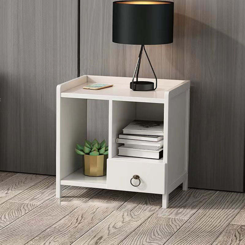 Minimalist Solid Wood 1/3-Drawer Nightstand — A / Original Wood Color