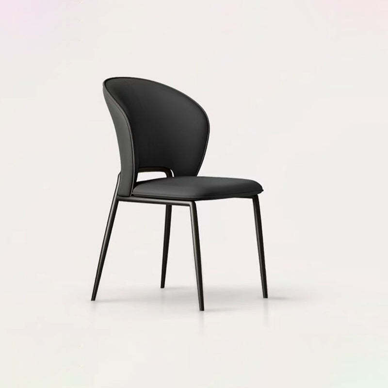 Minimalist Microfiber Leather Steel Curved Dining Chair