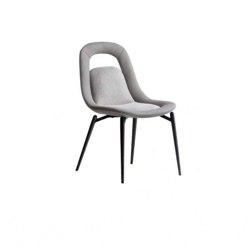 Scandinavian Curved Leather Tapered Leg Dining Chair