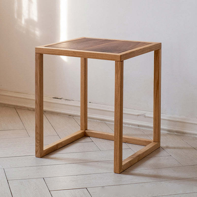 Modern Round Triangle Wood End Table
