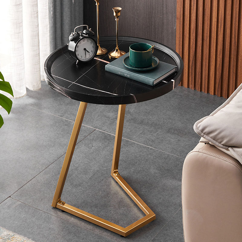 Modern Round Engineered Wood Iron Movable End Table