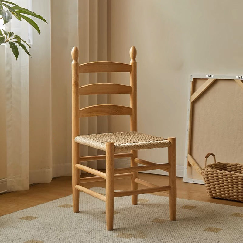 Retro Woven Rubberwood Cord Dining Chair