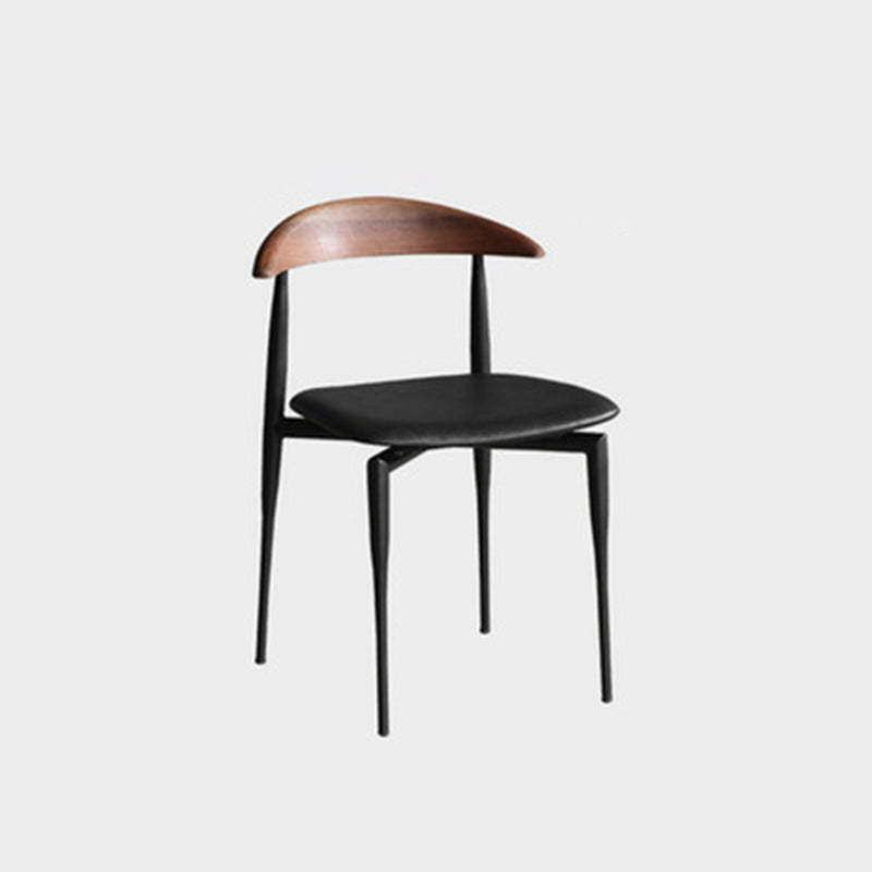 Nordic Cowl Curved Leather Wood Dining Chair
