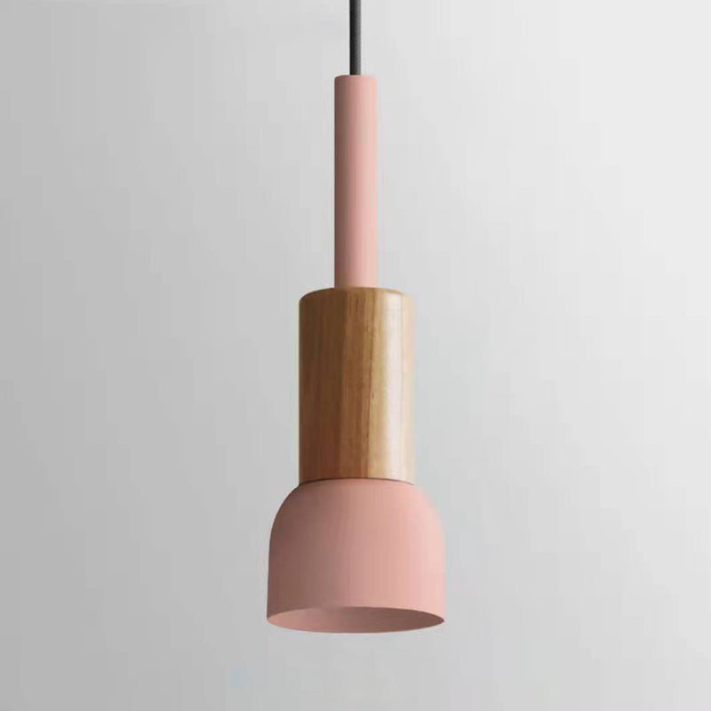 Scandinavian Irregular Cylinder Iron Wood Pendant Light