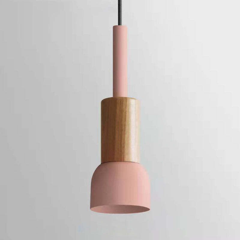 Scandinavian Irregular Cylinder Iron Wood Pendant Light